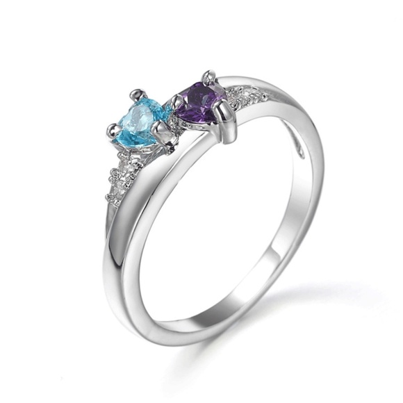 **AVALYNN* Silver x Purple x Blue Zircon Ring Size 8 - Picture 1 of 5